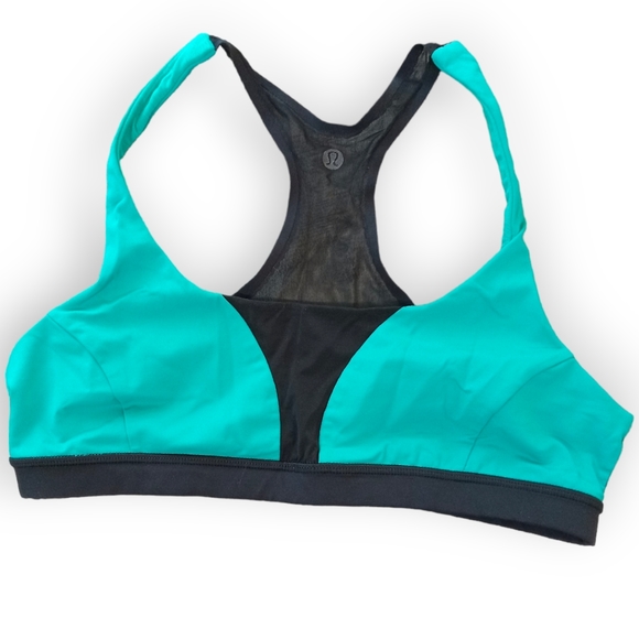 Lululemon womens sports bra top mesh back aqua size 10 - Picture 1 of 6
